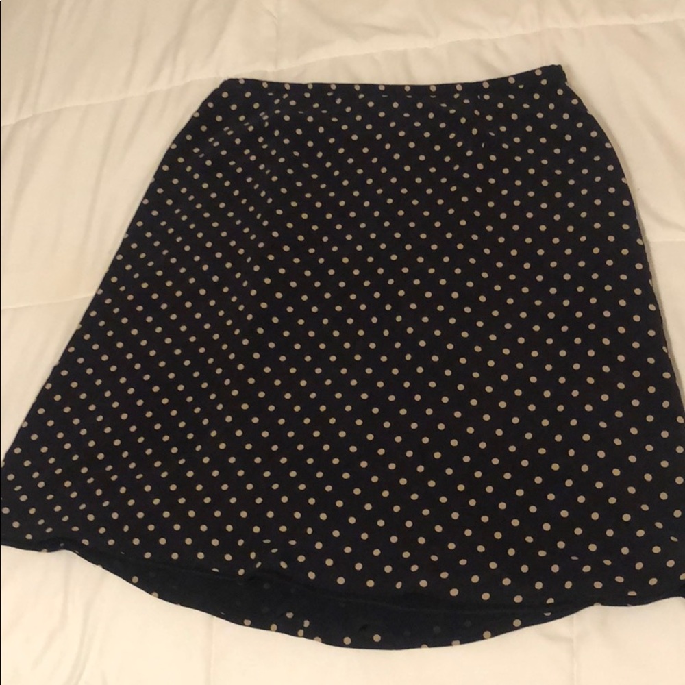 Talbots navy polka dot skirt